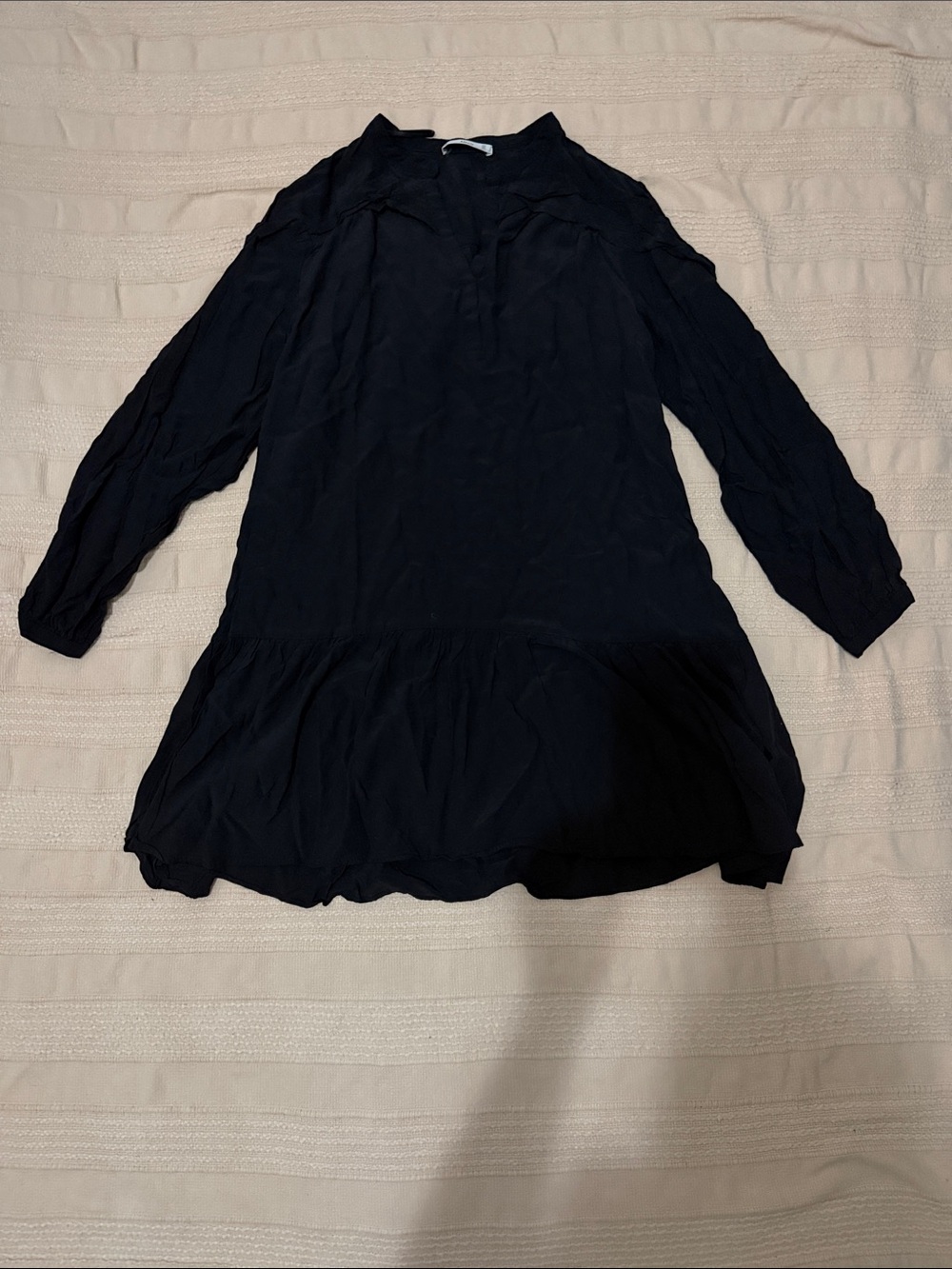 Mango Black Long-Sleeve Mini Dress